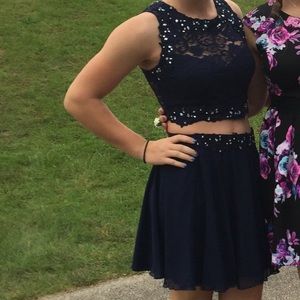 WORN ONCE Two Piece Navy City Triangles Dress